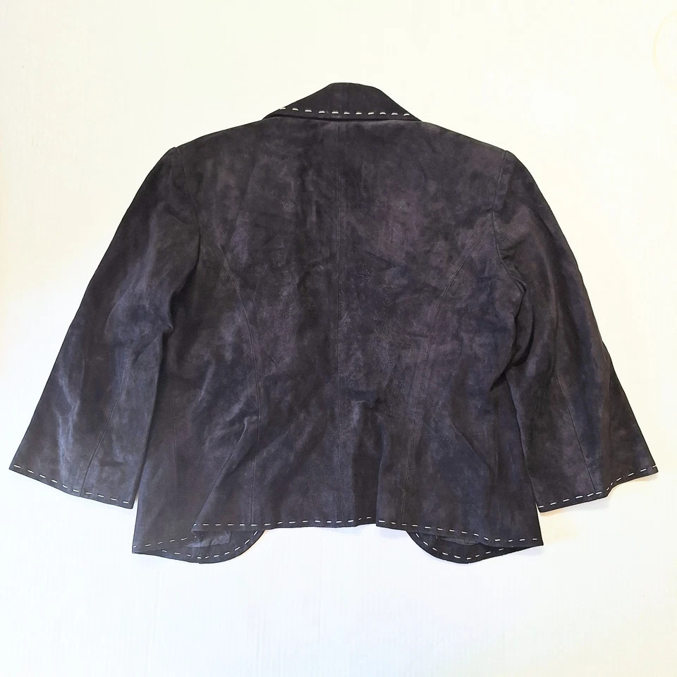 Chaqueta de cuero de gamuza de lujo negra Spiegel vintage para mujer talla 8 pequeña Foto 2 de 4