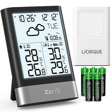 Station Météo Sans Fil Avec RCC, Thermomètre Hygromètre Baromètre Intérieure