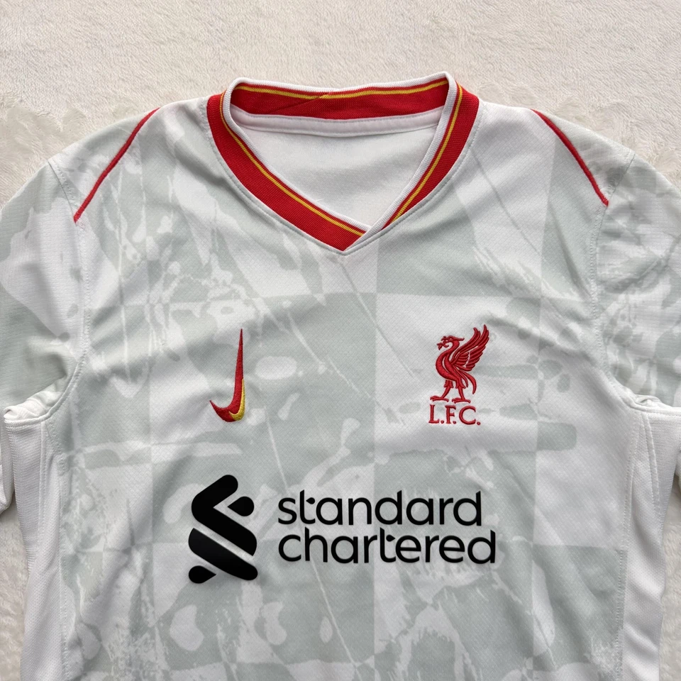 Nike Liverpool FC Jersey Youth Boys Large White Red EPL Soccer Dri Fit Away 2023 - Image 2 of 4