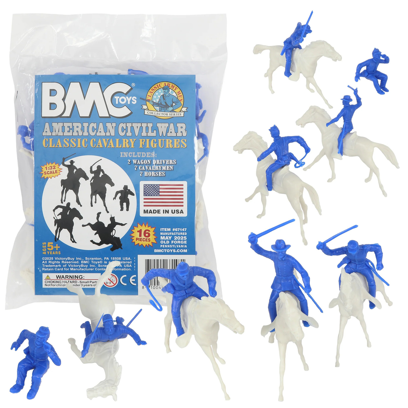 BMC Classic Marx Civil War Cavalry  Blue Plastic Soldier Fig