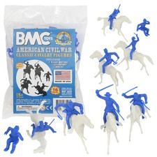 BMC Classic Marx Civil War Cavalry Blue Plastic Soldier Figures Horse 1:32 USA