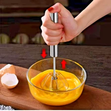 Stainless Steel Egg Whisk Hand Push Rotary Whisk Blender Versatile Milk Frother