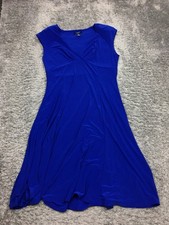 Chaps Sleeveless Dress Womens Size Petite XL Blue Stretch Midi