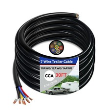 30 FT Heavy Duty 7 Wire Trailer Cable CCA 14/12/10 AWG Multi Gauge Insulated ...