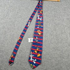 Vintage Looney Tunes Mania Tie Mens OS Blue Red Striped Bugs Bunny Taz 90s New