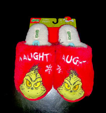 New Women's "The Grinch" "Naughty" SLIPPERS sz Medium 7/8 NWT