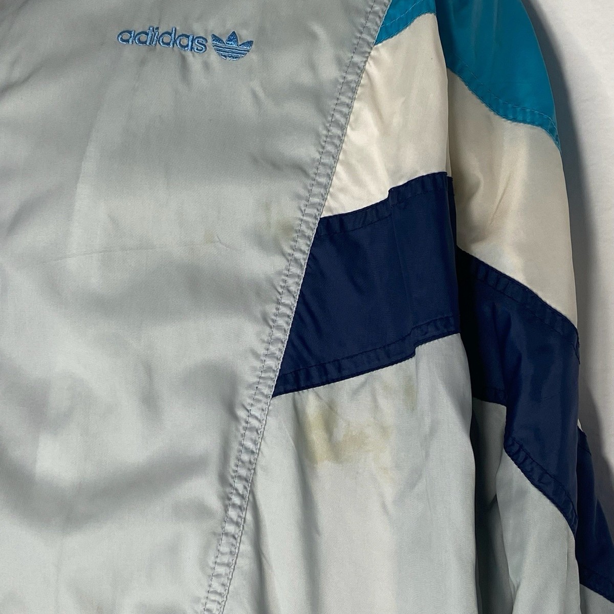 Men's Vintage 80s 90s ADIDAS Full Shell Suit Tracksuit Jacket Grey