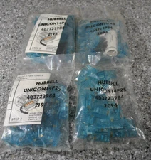 4-Hubbell UNICON14P25 Modular Connectors 8-position, 8-contact, Blue 100 Total