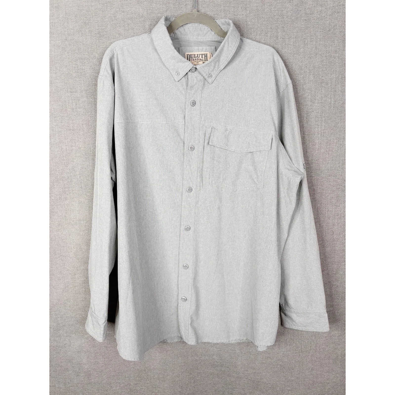 Duluth Trading Shirt Mens Extra Large Grey Striped Long Sleeve Quick Dry Hiking