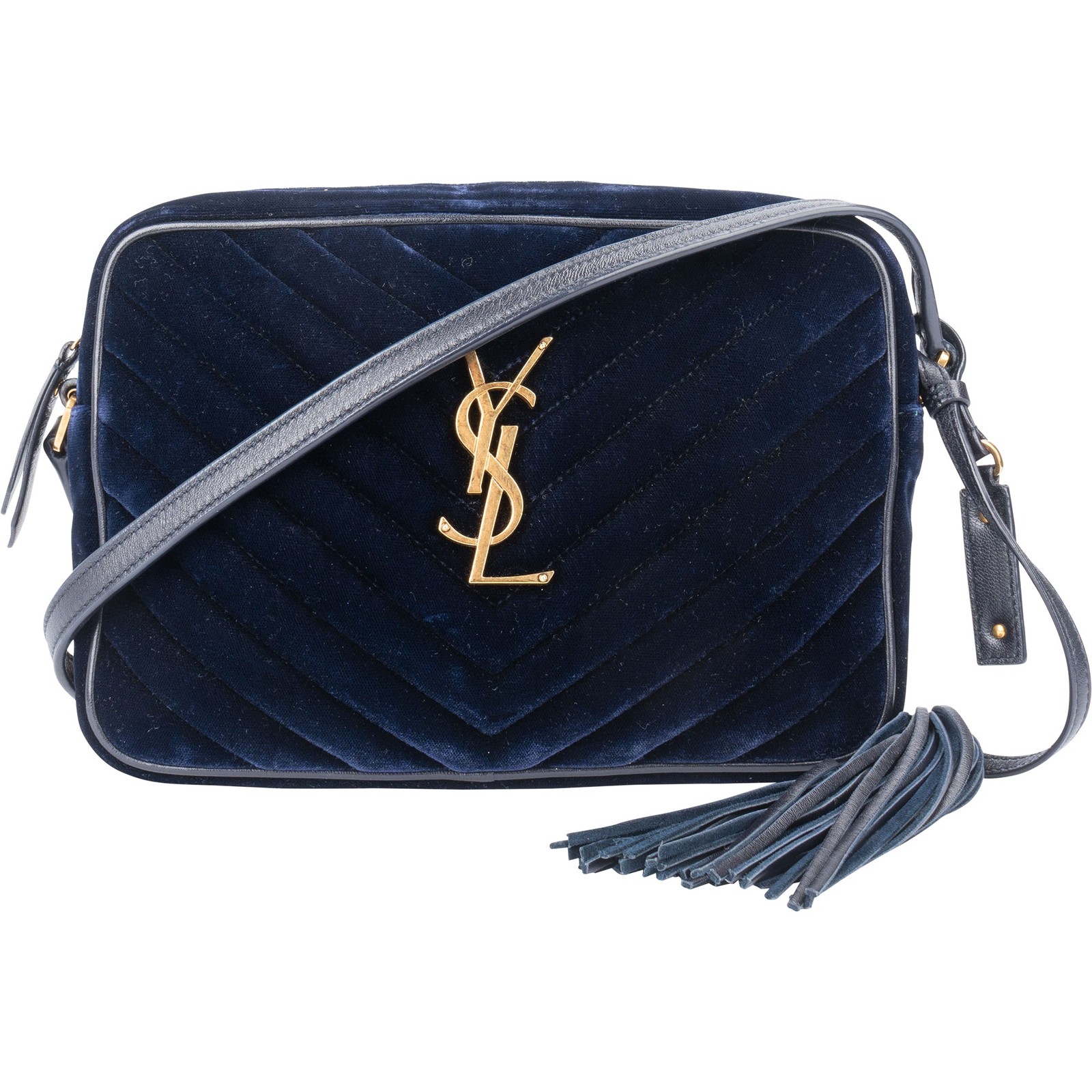 Borsa a tracolla Saint Laurent Blue Satin Lou