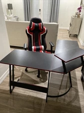 2022 Gaming Desk L-Shaped Carbon Fiber Surface Gaming Corner Desk Table  Black