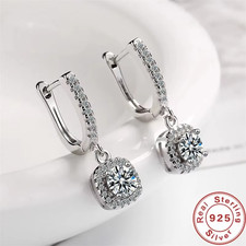 Lab Created 2CT Moissanite 925 Sterling Silver Huggie Hoop Earring for Women