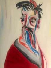 Hand-Painted Abstract King Portrait – Original Oil Painting Wall Art