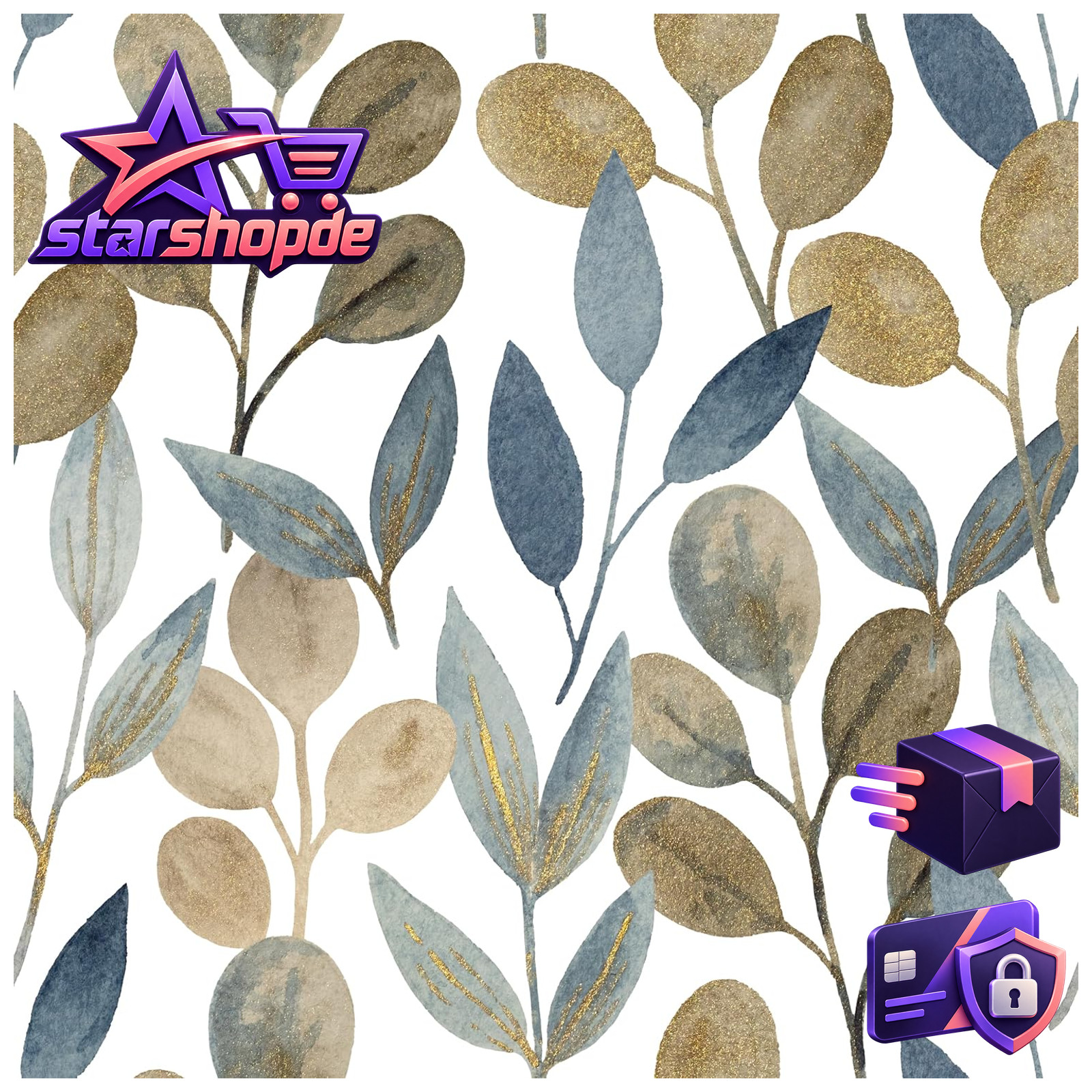 Selbstklebende Tapete Blume Blatt PVC Vinyl Dekorfolie 44cm x 300cm 1,32 m²