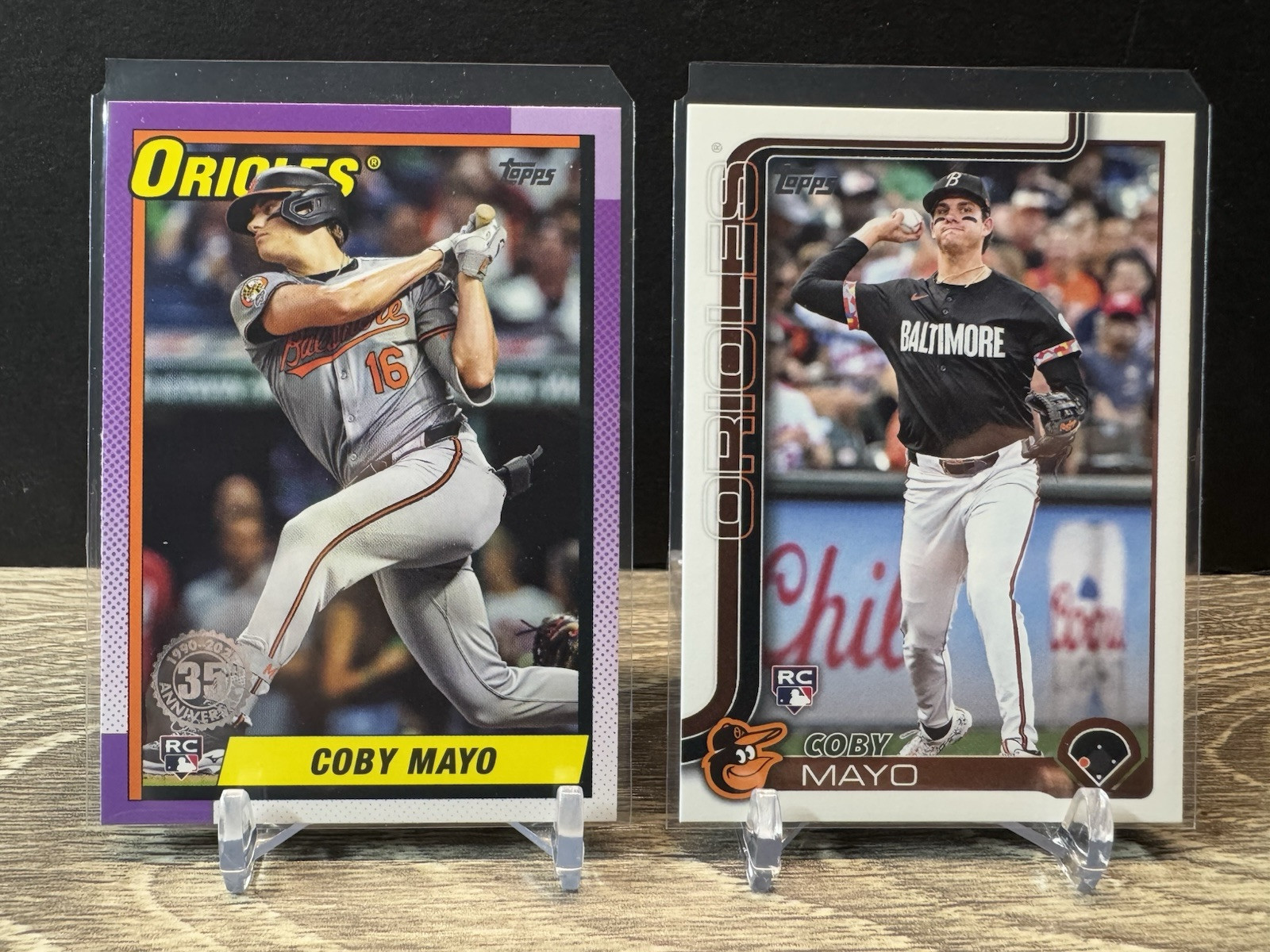2025 Topps Series 1 1990 Topps T90-93 & Base Coby Mayo RC Baltimore Orioles