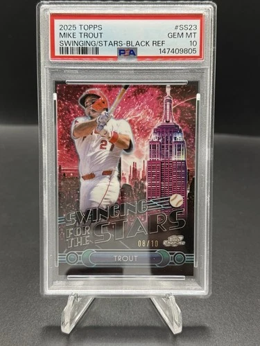 2025 Topps Chrome Mike Trout - Swinging For The Stars Black /10 PSA 10 #SS-23
