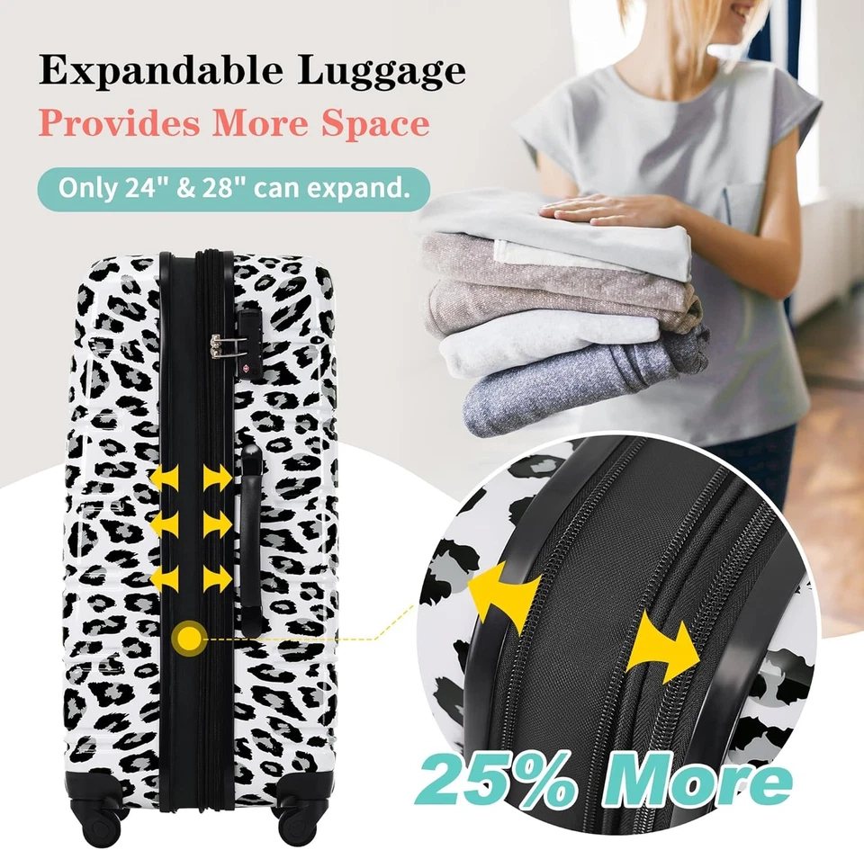 Juego de maletas, juegos de equipaje rígido de 3, ruedas giratorias, expandible duradero, TSA Foto 3 de 4