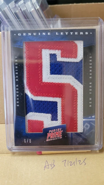 Brandon Dubinsky 2012 Panini Prime Hockey Rangers Game Used Genuine Letters S /8