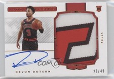 2020 National Treasures Horizontal Bronze 26/49 Devon Dotson #118 Patch Auto f3p