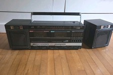 Vintage JVC PC-W35 Boombox Dual Cassette Tape Player 1980s Radio Works