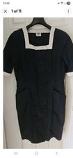 Vintage Laura Ashley Blue Linen Dress 16 Jackie Kennedy Audrey Hepburn 60s Style