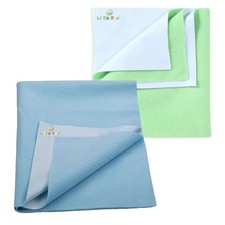 Waterproof Baby Bed Protector Reusable Dry Sheet Anti-Piling Fleece 2pcs Set