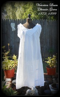 Antique Victorian Sleepy Hollow Linen Chemise Shift Dress Gown