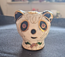 alter Cloisonne Fingerhut Pandabär Messing Metall Emaille aus Omas Sammlung