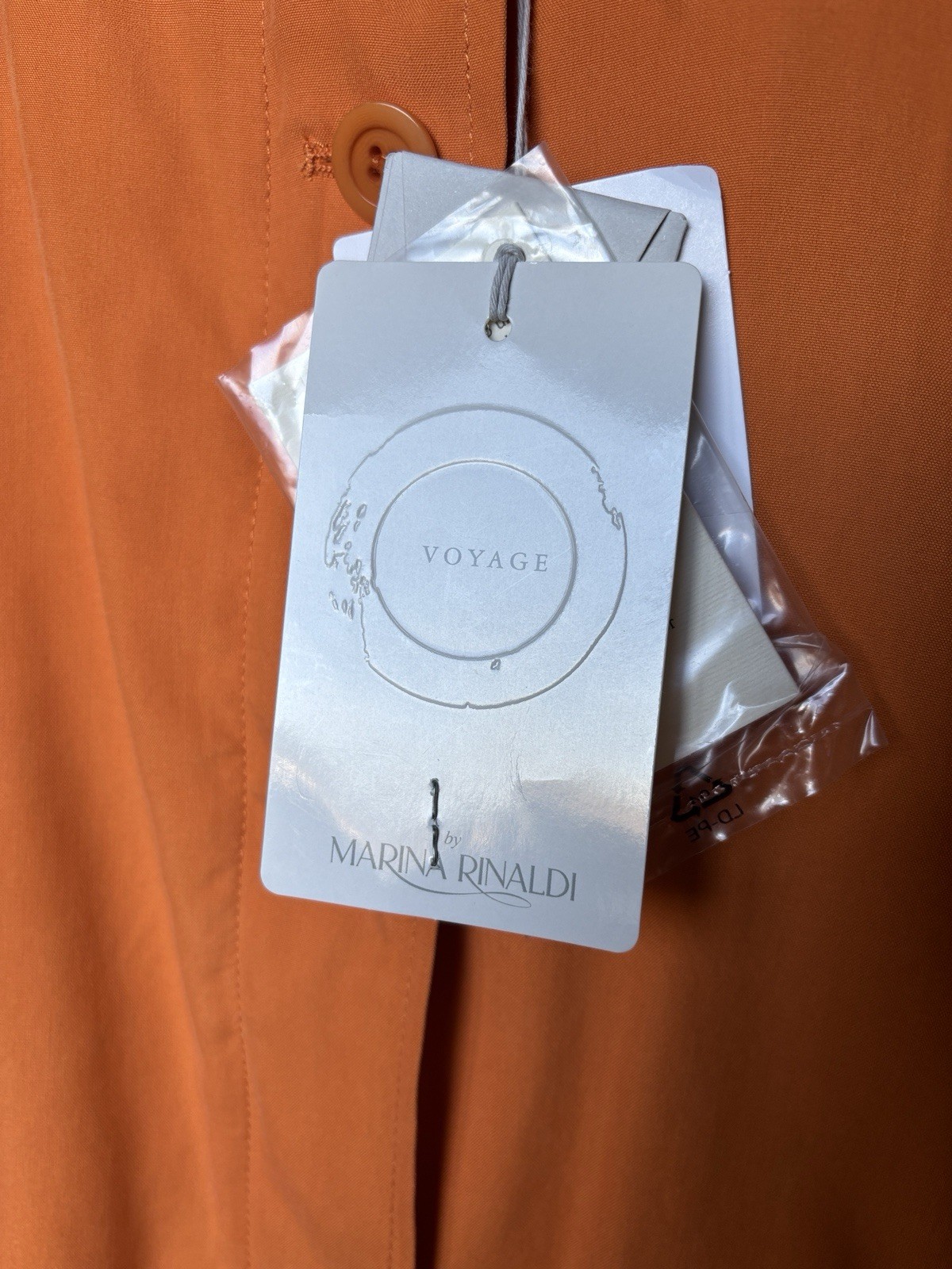 NEW Marina Rinaldi Orange Heide Hood 100percent SILK Rain Coat Jacket NWT $720 image 2