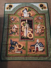 Brand New Handmade Hand Quilted Sunflowers And Bird Houses Wall Hanger
