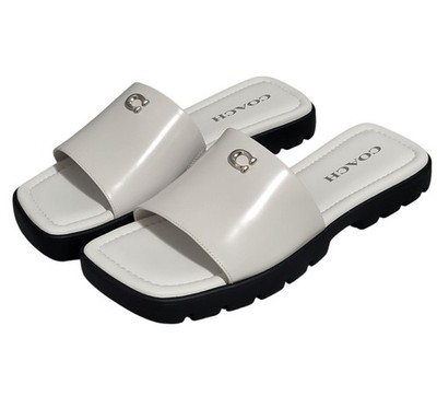 Coach Florence LTH Sandals Slides Mules Women's M White