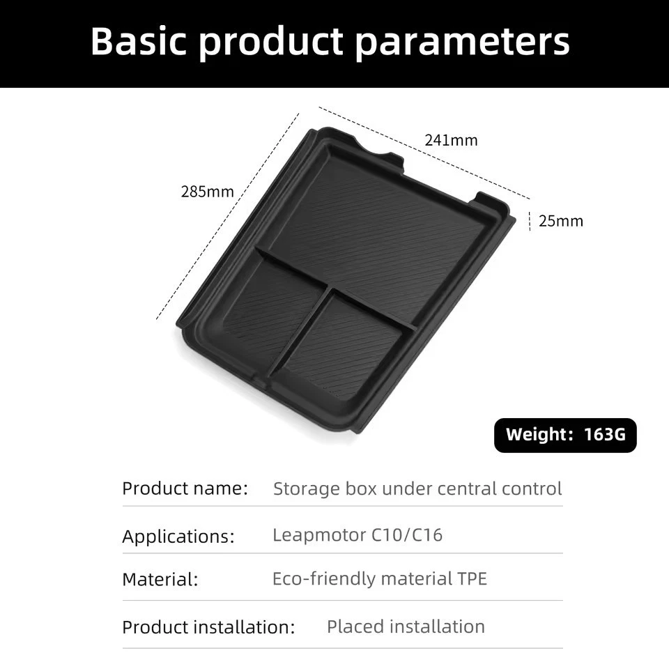 for Leapmotor C10 C16 2024 -2026 TPE Car Center Console Lower Layer Storage Box - Image 2 of 4