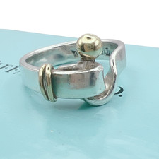 Anello Tiffany & Co. Hook & Eye in argento sterling 925 misura 6 con scatola