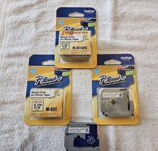 GENUINE Brother M231 P-Touch Label Tape, 1/2" Black on White Lot of 5