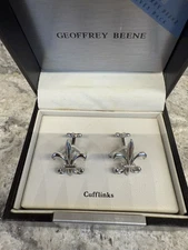 Geoffrey Beene Fleur De Lis Cufflinks Dress Cuff Links BSA In Original Box