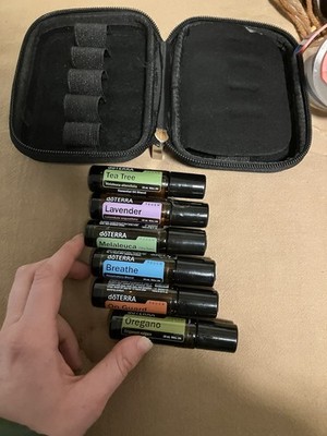 Lot 6 Doterra Essential Oils Touch Digestzen, Breathe, On Guard & Melaleuca Case