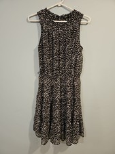 Womans Black And Tan Simply Vera Summer Dress Medium (D30)