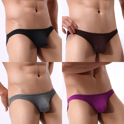 Men Modal Underwear Sexy Low Waist Bikini Briefs Ultra Thin Panties Convex Pouch - Picture 7 of 30