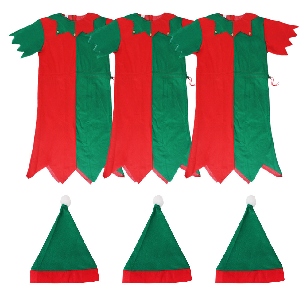 PAQUETES DE NIÑOS DISFRAZ DE ELFO SANTAS AYUDANTE NIÑOS NIÑAS VESTIDO DE NAVIDAD ELEGANTE LOTE