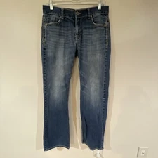 BKE Denim Mens 31x32 Medium Wash Blue Carter Bootcut Faded Wide Stitch Jeans