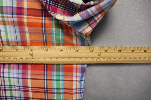 Camisa Ralph Lauren Para Hombre Mediana Manga Larga Calce Regular Cuadros Multicolor Naranja - Imagen 11 de 12