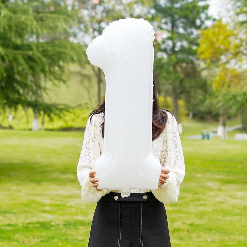 40" White Color Mylar Foil Balloon Huge Number balloons Float w Helium Birthday - Image 2 of 2