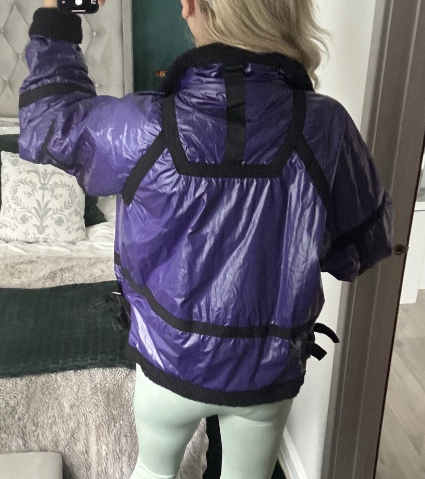 Free People FP Movement Vagabond Fleece Bomber Jacket Purple Small New RRP £248 - Image 4 of 4