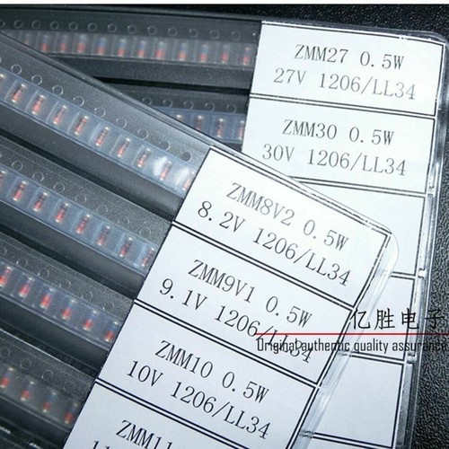 0,5W 2,4V-30V SMD/SMT 1206/LL34 muestras de diodo Zener libro surtido kit componente - Imagen 4 de 5