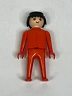 VINTAGE 1974 Geobra Playmobil Red w/ Black Hair 3" Figure