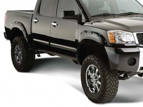 For 2004-2014 Nissan Titan w/Bedside Lockbox Black Front+Rear Fender Flares Set - Image 3 of 4