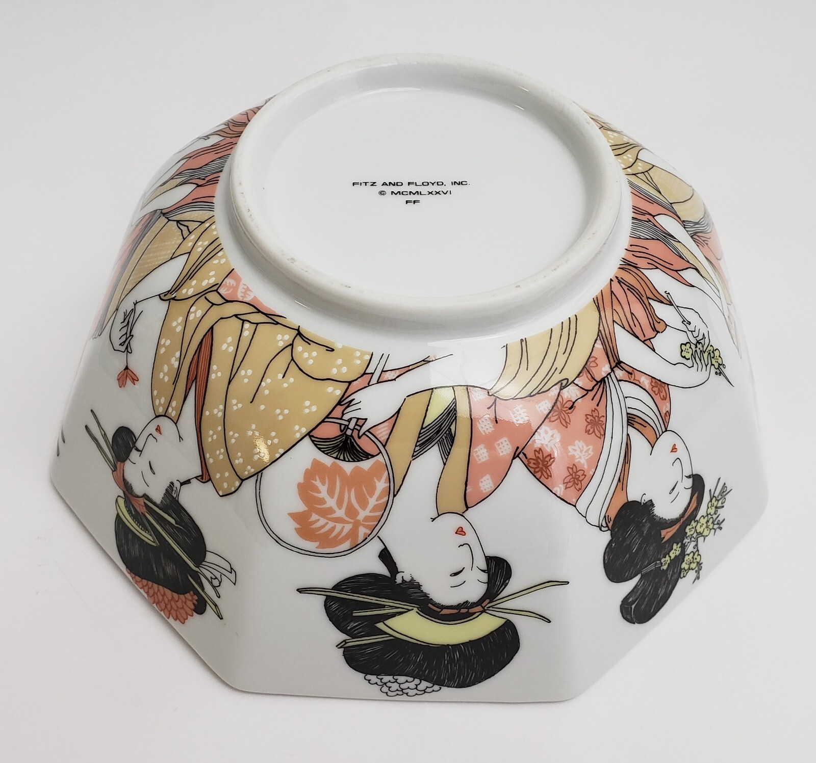 Vintage Fritz and Floyd Geisha Girl Serving Octagonal Vegetable Bowl Large Japan