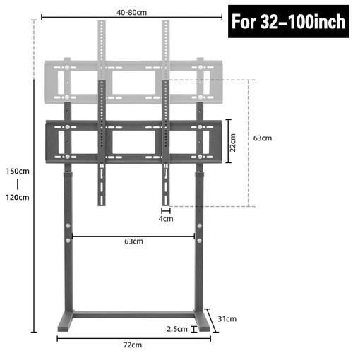 Floor TV Stand with Bracket Display Stand Mount 32-100 Inch Height Adjustable - Picture 11 of 12