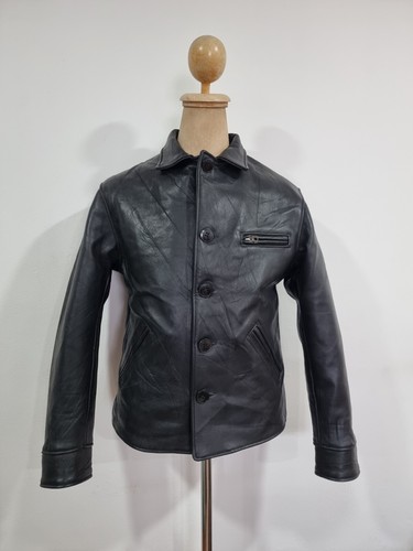 Vtg HORSEHIDE Leather Half Belt Cossack Sports Jacket Medium