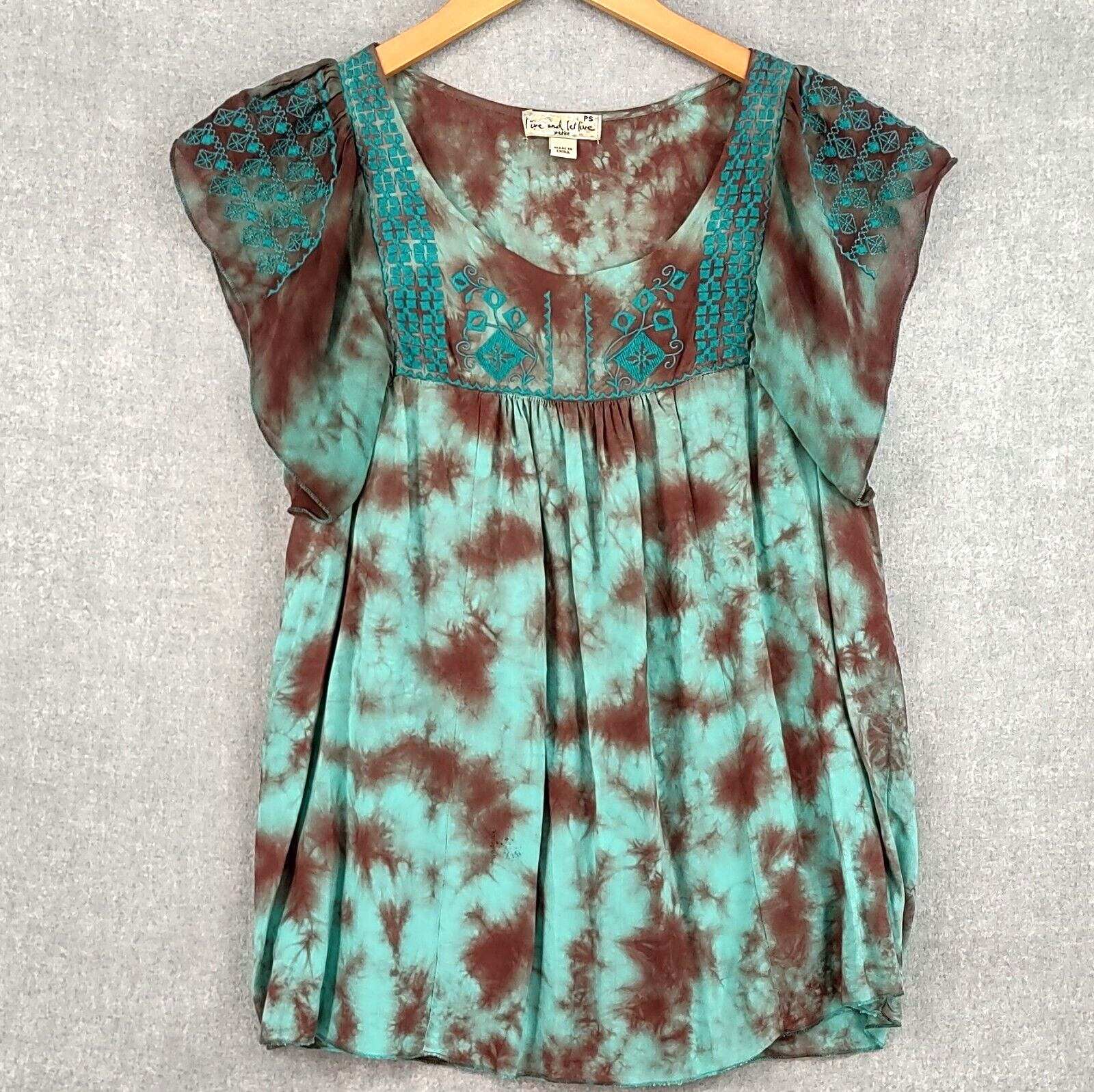 Live Let Live Bohemian Tie Dye Rayon Flutter Sleeve Top